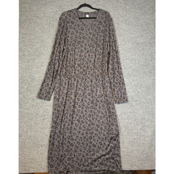 Old Navy Dress Womens 2XL XXL Gray Cheetah Print Maxi Plus Size Stretch Modest - Picture 1 of 8
